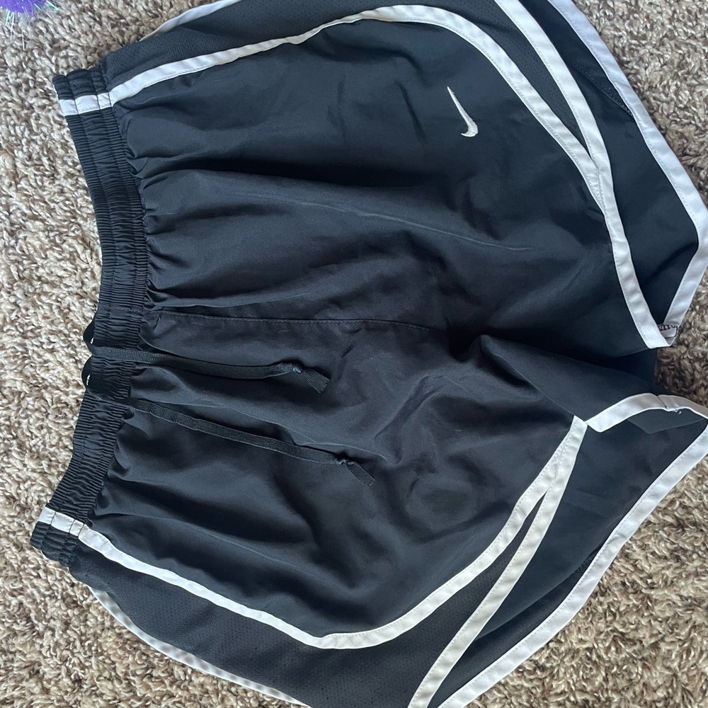Nike Women's Black and White Athletic Shorts